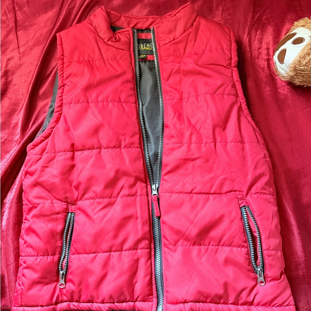 Red Puffer Vest with Zipper